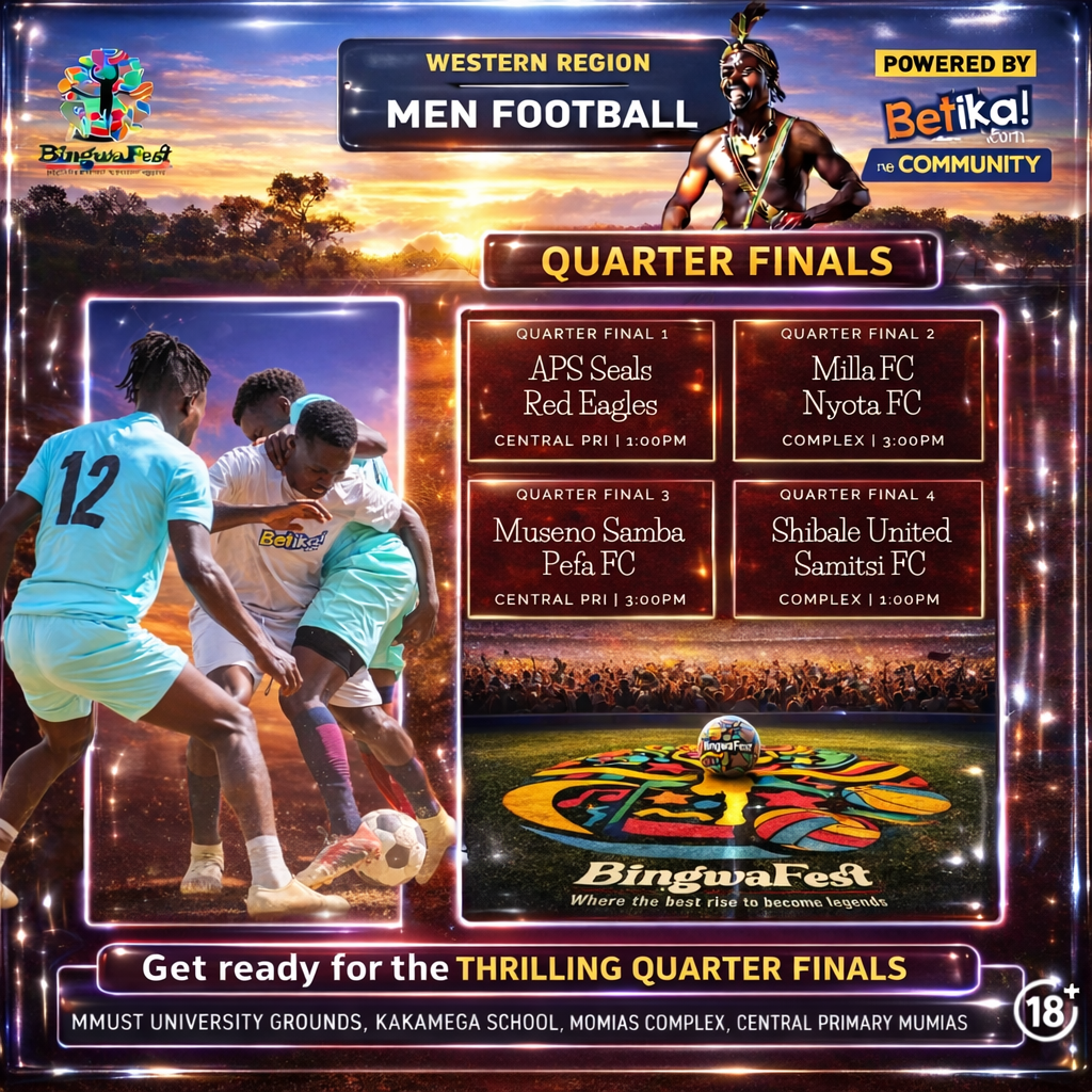 BingwaFest 2026 Western Region Men’s Football Quarter-Finals Confirmed